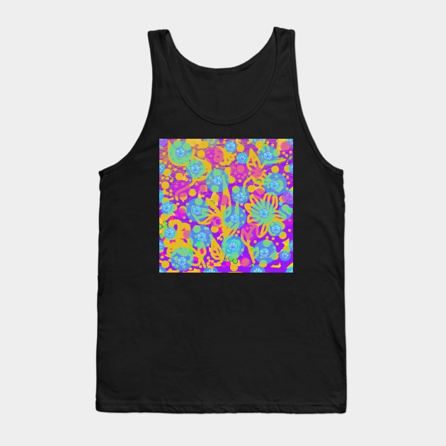 Tropicana 2. A bright, floral summery design in hot pink, purple, yellow and blue. Tank Top by innerspectrum